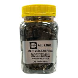 C6U3B CAT6 UTP MODULAR PLUG RJ45 BLACK 3 MİCRO-İNCH GOLD PLATED