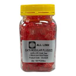 C6U3EZR CAT6 UTP MODULAR PLUG EZ RJ45 RED 3 MİCRO-İNCH GOLD PLATED