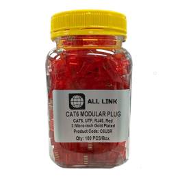 C6U3R CAT6 UTP MODULAR PLUG RJ45 RED 3 MİCRO-İNCH GOLD PLATED